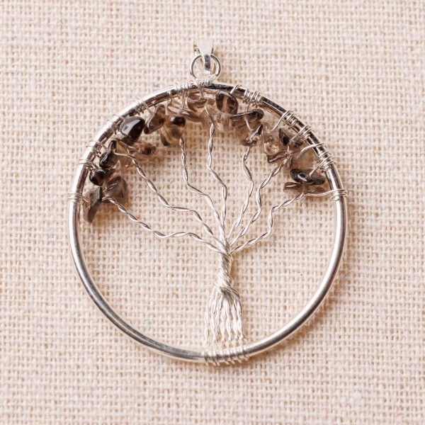 Pendentif Arbre de vie Quartz Fumé