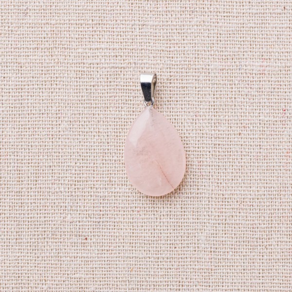 Pendentif Goutte Quartz Rose